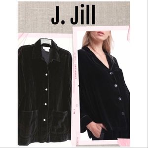 J. Jill Shacket/Shirt Jacket Black Velvet Button-up Oversized Size S
